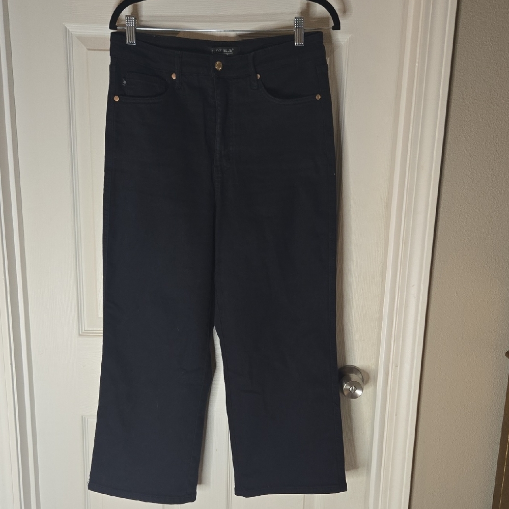 Judy Blue Women's Dark Black Cropped Flared Jeans